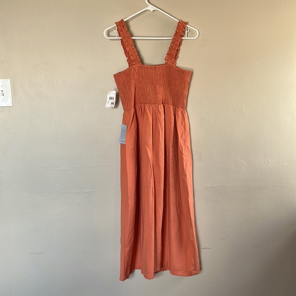 NWT - Orange NSR Smocked Sleeveless Midi Sundress - Sz Small - Picture 13 of 16